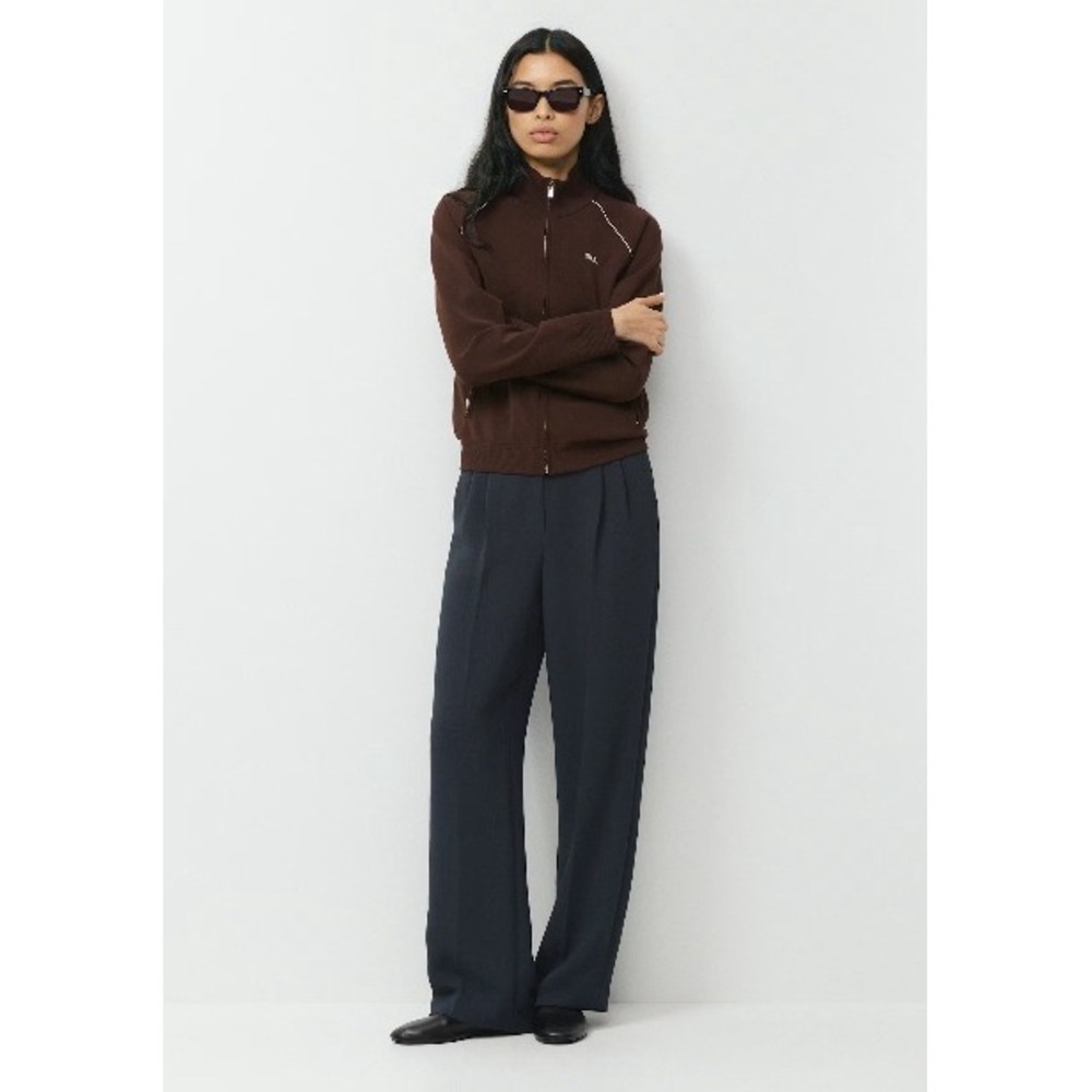 Aritzia Wilfred Effortless Pants Women 10 Dark Night Navy Trousers Wide Leg
